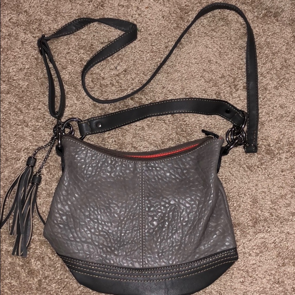 Grey faux leather purse